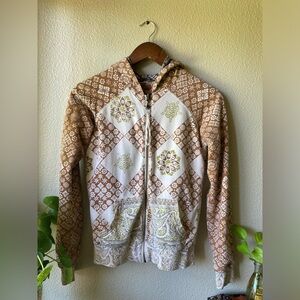 Billabong Boho Zip-Up Reversible Hoodie in Brown and Cream